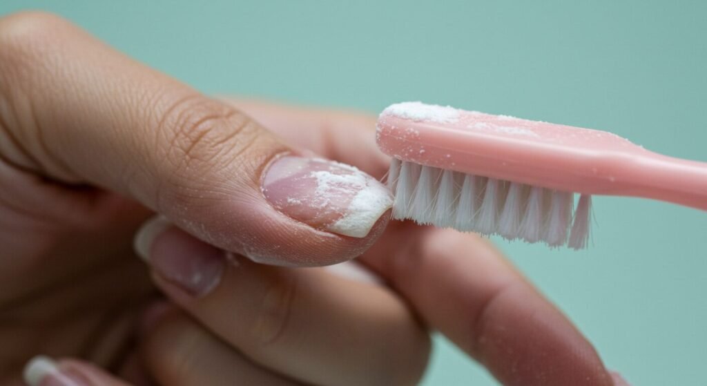 Clean Yellow Nail Extensions with baking soda