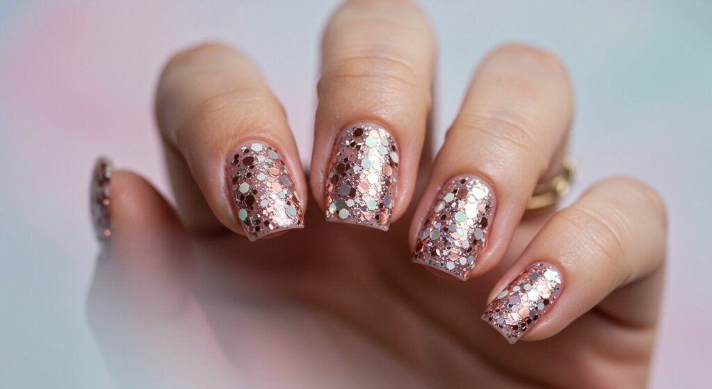 Get glitter nail art done