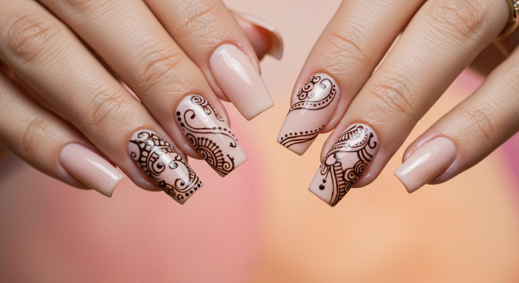 Lining Nail Art for Karwa Chauth