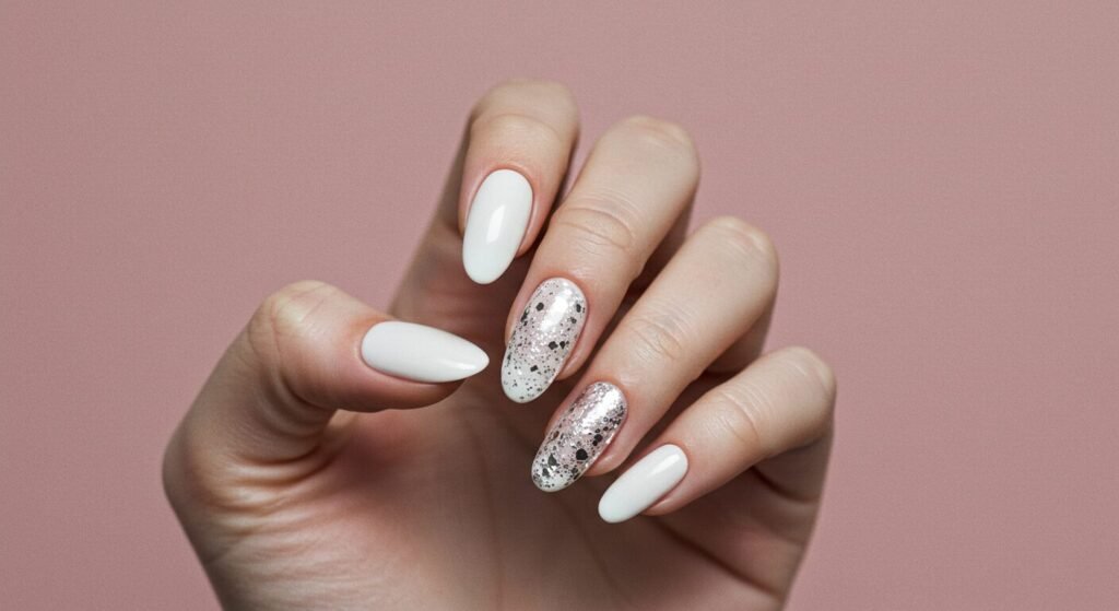 Squoval Nails with Glitter by beautyoura
