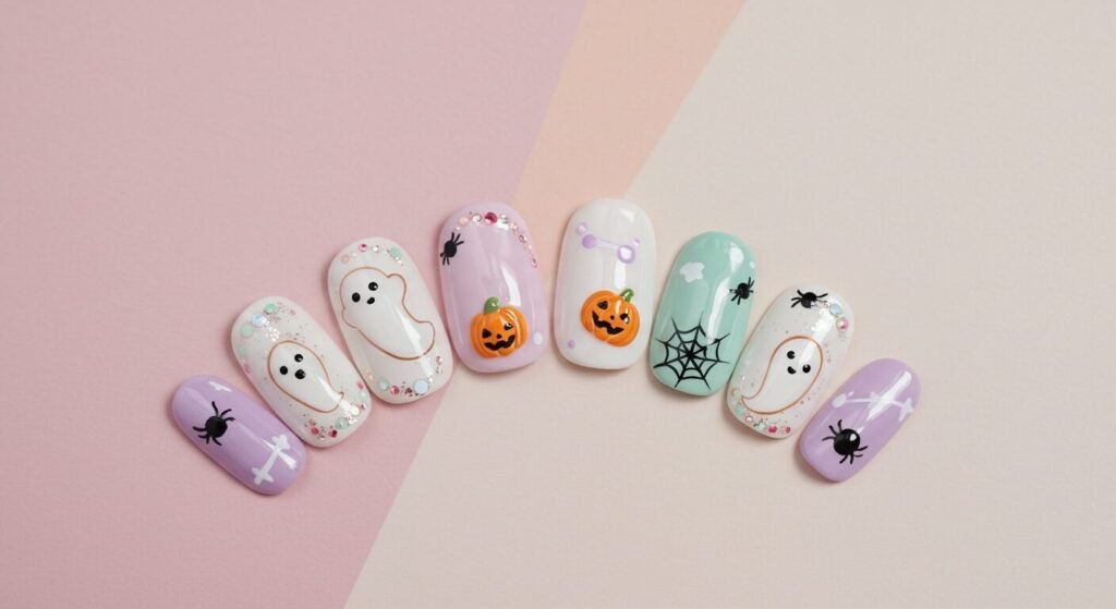 Halloween pumpkin nails 