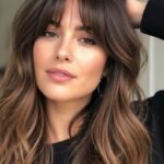 brunette balayage with bangs