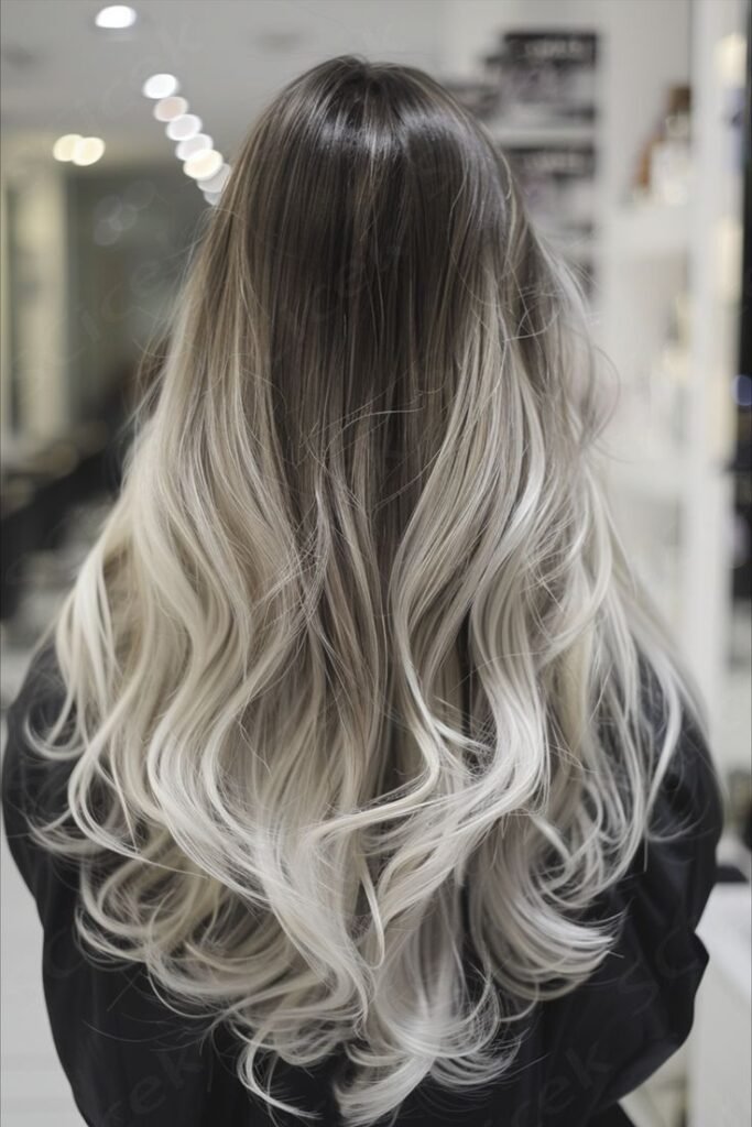 30 Stunning Silver Ash to Platinum Ombre Balayage Styles for Long Hair