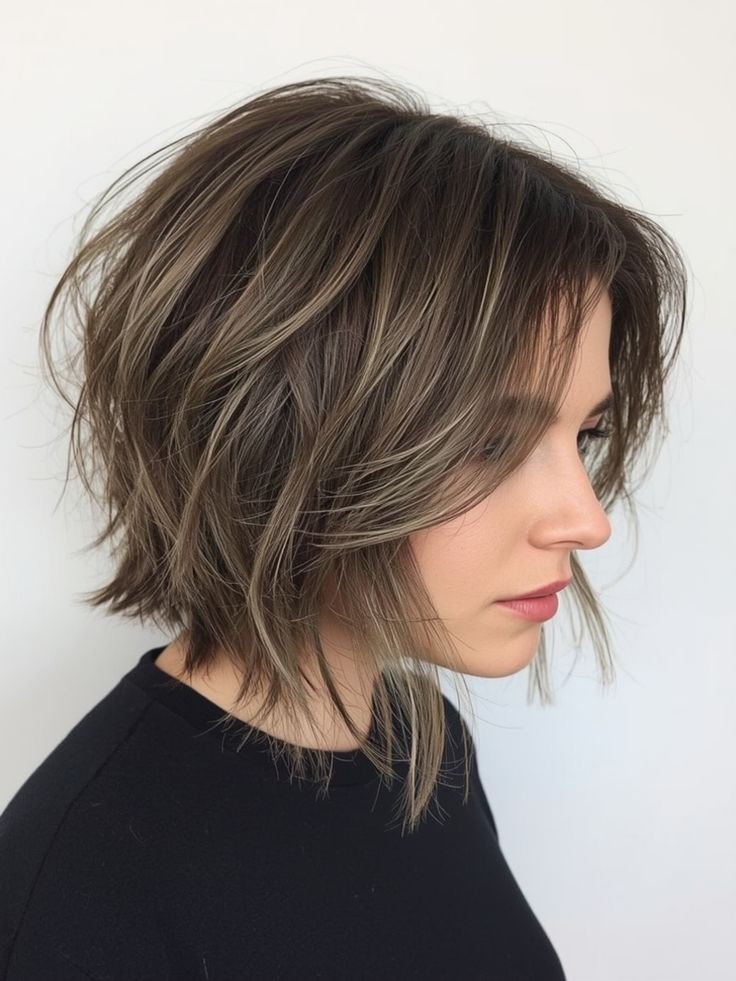 Angled Bob Haircut_ Choppy Layers