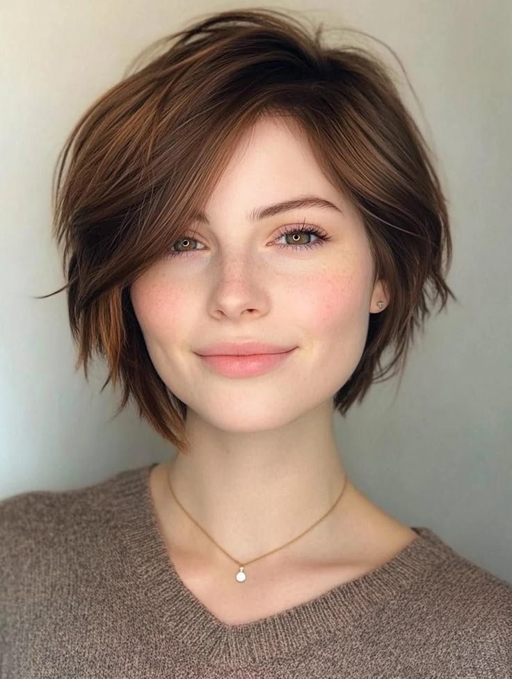 Asymmetrical Pixie for Round Faces