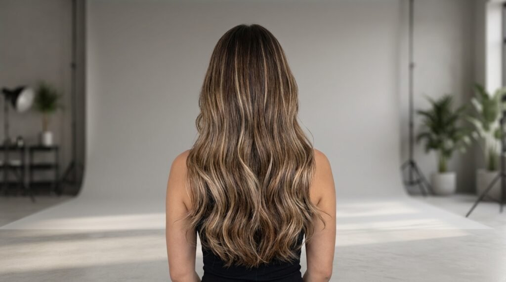 Balayage Hairs Brunette with Blonde