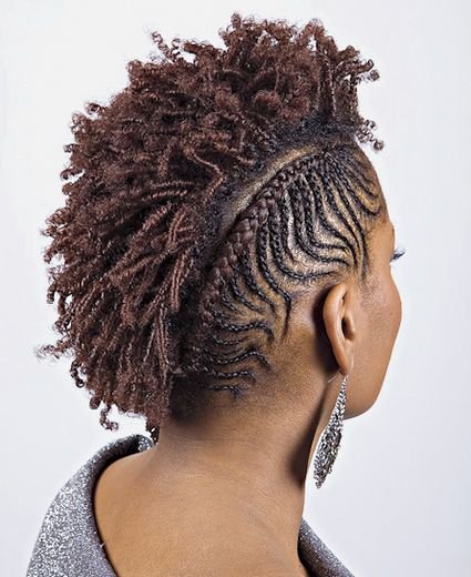 Braided Mohawk with Natural Curls