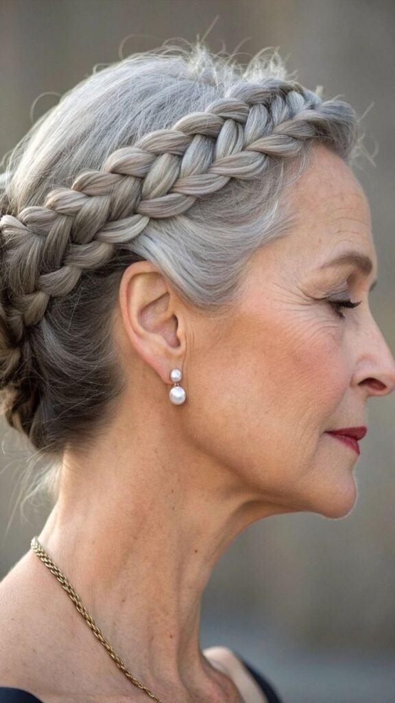 Braided Silver Updo_ 14 Graceful Classic Designs