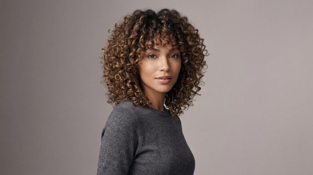 Butterfly Haircut with Bangs Curly Hair