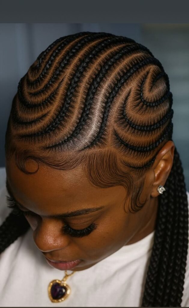 Curved S Pattern Cornrows