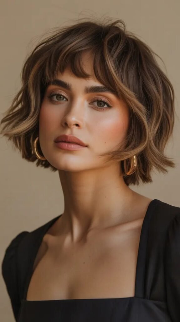 Cute Bob Hairstyle Ideas 2026_ Soft Tousled Bob With Fringe