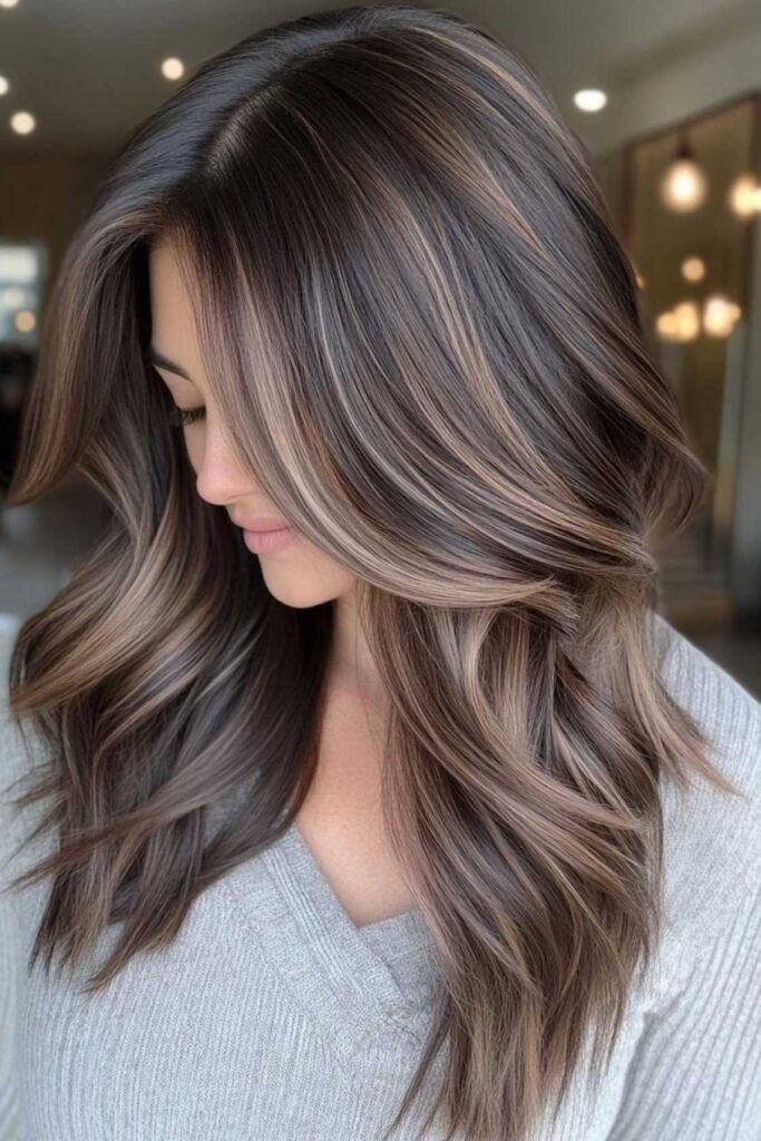 Earthy Taupe Babylights hair