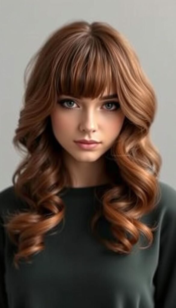 Elegant Classic Curly Curtain Bangs Hairstyle