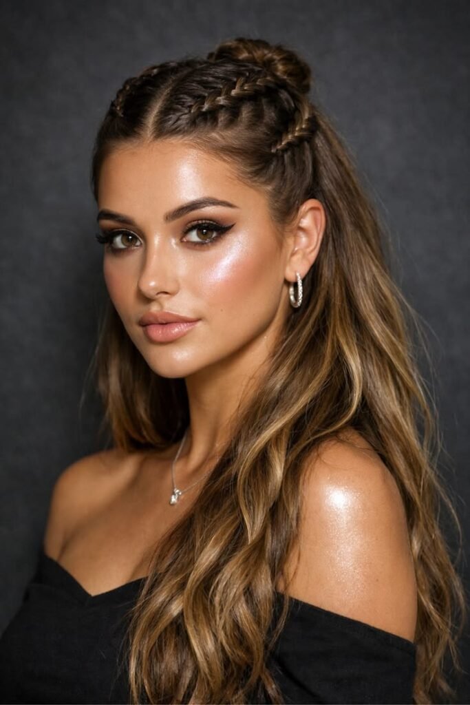 Half up Braids Half Down Hairstyle