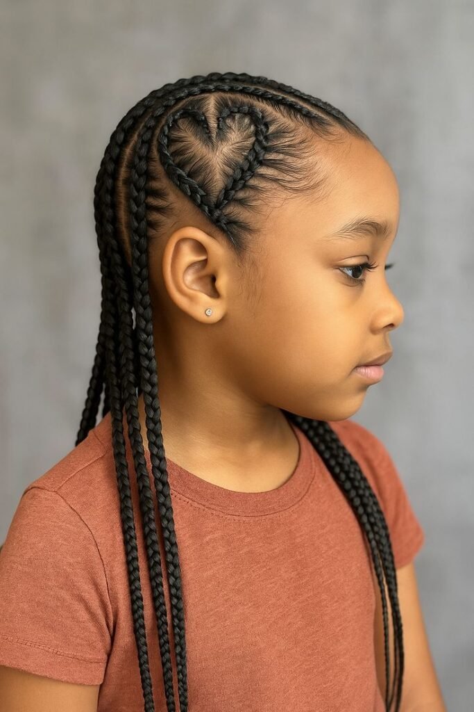 Heart Cornrow Braids for Kids – A Trendy and Cute Hairstyle