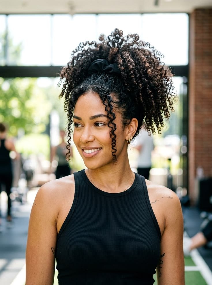 High Pineapple Ponytail For Thick Curly Hair - 20 Best Gym Hairstyle for Thick Curly Hair to Keep