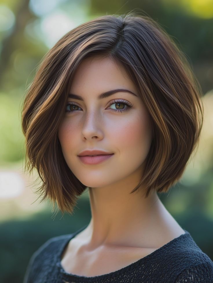 Sleek Bob Haircut_ Elegant Layers Designed for Square Face Shapes to Add Refinement
