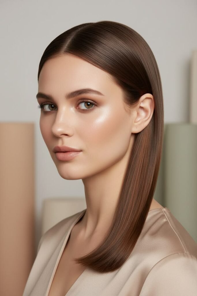 Straight Hair Styles Sleek Side Tuck