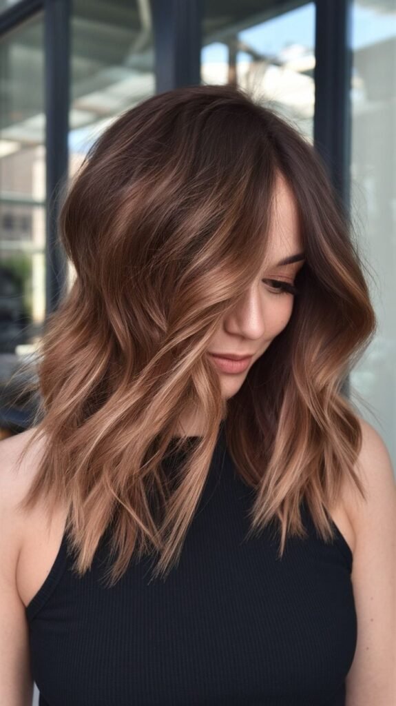 Warm Caramel Balayage_ Embracing Natural Movement and Depth