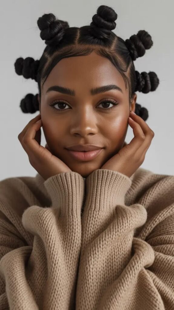 Winter 2025–2026 Hairstyles for Black Women_ Modern Bantu Knot Magic