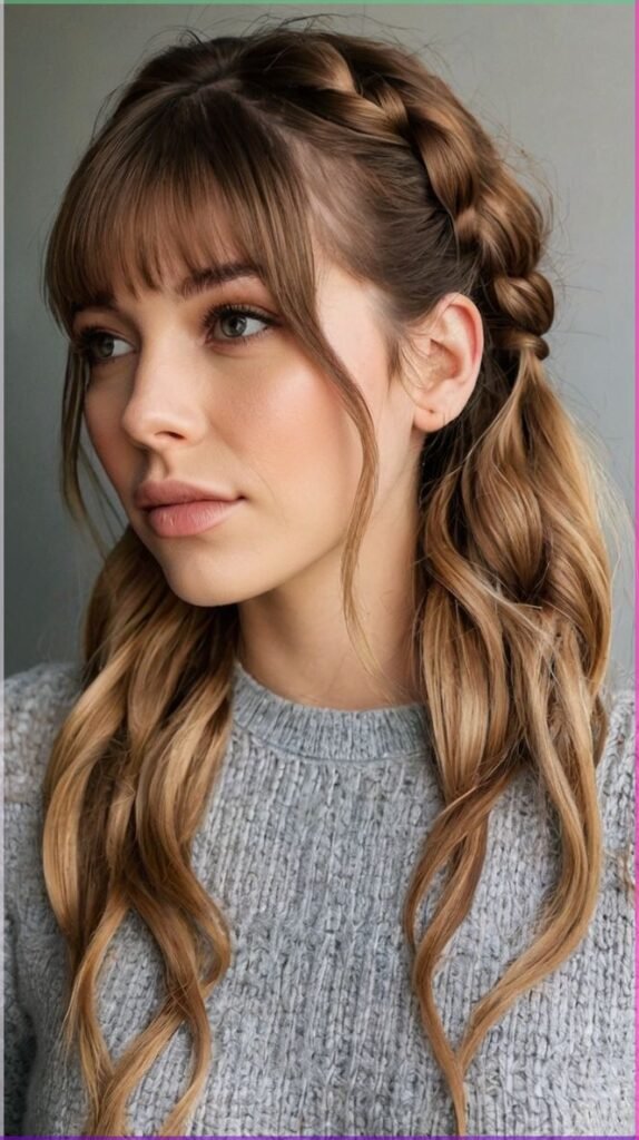 wedding hairstyles half length with bangs