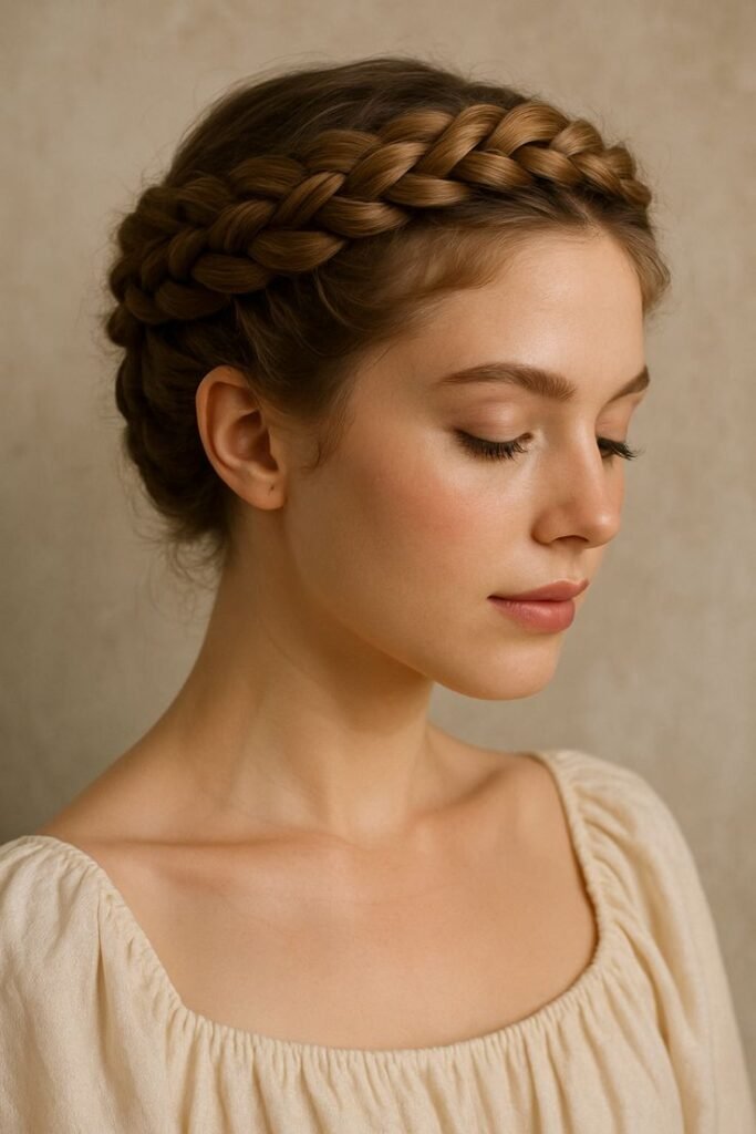 ✨ Elegant Braided Crown Halo Hairstyle for Weddings & Formal Events ✨